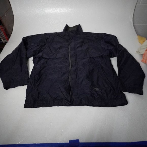 Mens Brooks Size 2XL Windbreaker Jacket Zip And Button Closure Dark Blue - Picture 1 of 9